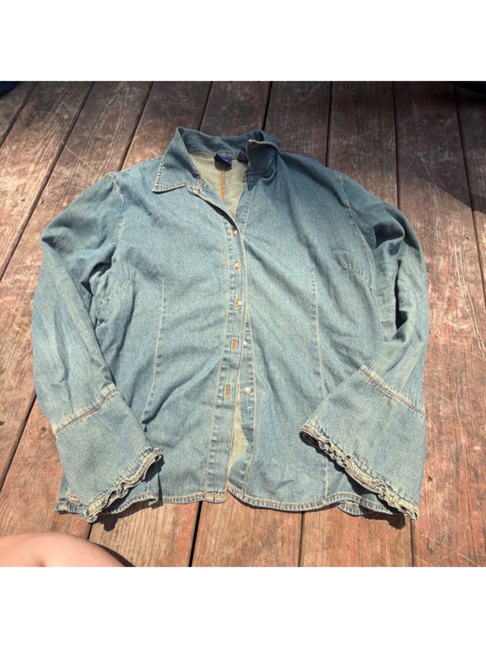 Vintage DCC Missy Womens Denim Button-Up Shirt